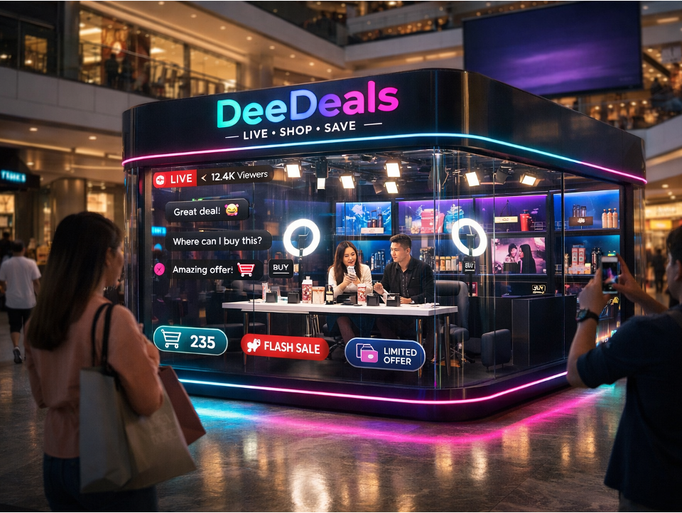 DeeDeals live commerce mall studio in action